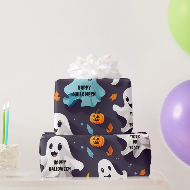 Happy Halloween Mini Ghosts Wrapping Paper Geschenkpapier (Von Creator hochgeladen)