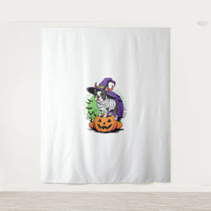 Happy Halloween mit Boston Terrier Mummy & Hexe Wandteppich