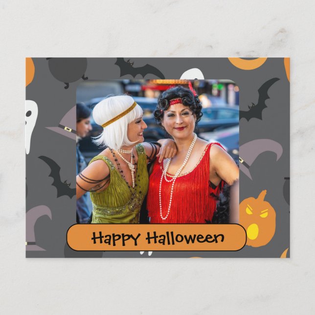 Happy Halloween mit Foto und benutzerdefiniertem T Postkarte (Vorderseite)
