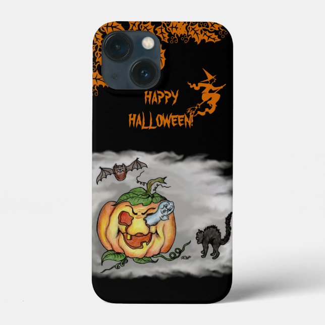 Happy Halloween mit Ghost Cat Bat Pumpkin Case-Mate iPhone Hülle (Rückseite)