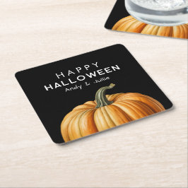 Happy Halloween mit großem Kürbis Rechteckiger Pappuntersetzer