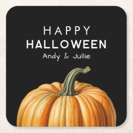 Happy Halloween mit großem Kürbis Rechteckiger Pappuntersetzer