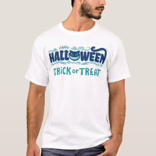 Happy Halloween mit lächelndem Katzengesicht T-Shirt