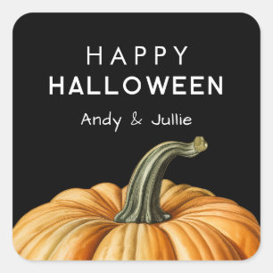 Happy Halloween mit Vintagem Kürbis Quadratischer Aufkleber
