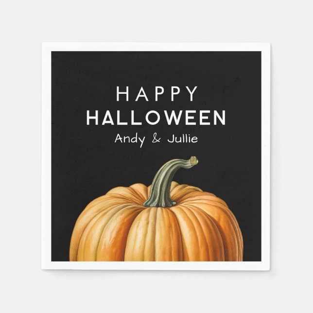 Happy Halloween mit Vintagem Kürbis Serviette (Vorderseite)