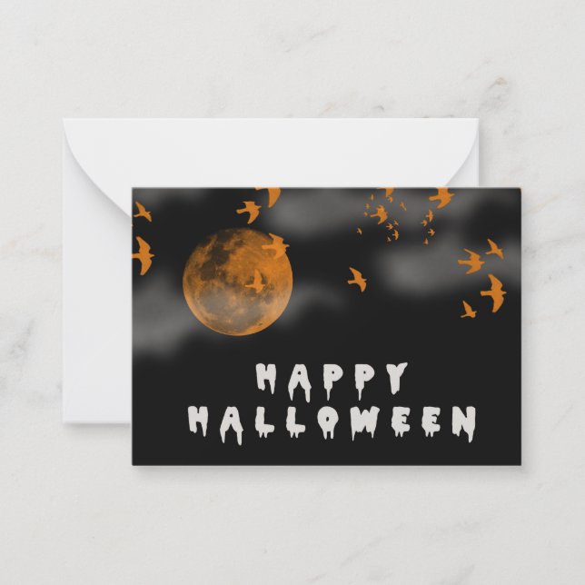Happy Halloween mit Vollmond Mitteilungskarte (Vorderseite)