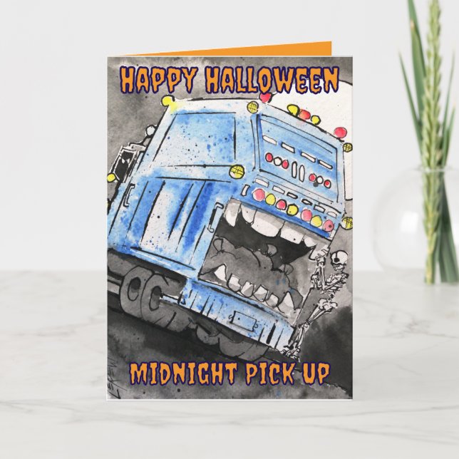 Happy Halloween Mitternacht Pick Up Truck Karte (Vorderseite)