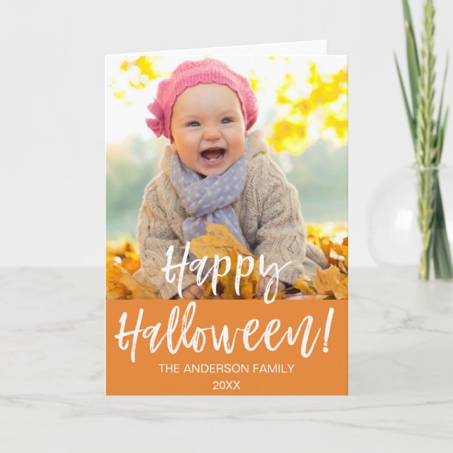Happy Halloween Modern Halloween Foto Card Karte (Vorderseite)
