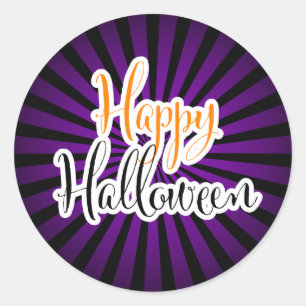 Happy Halloween Moderne Typografie Lila Black Runder Aufkleber