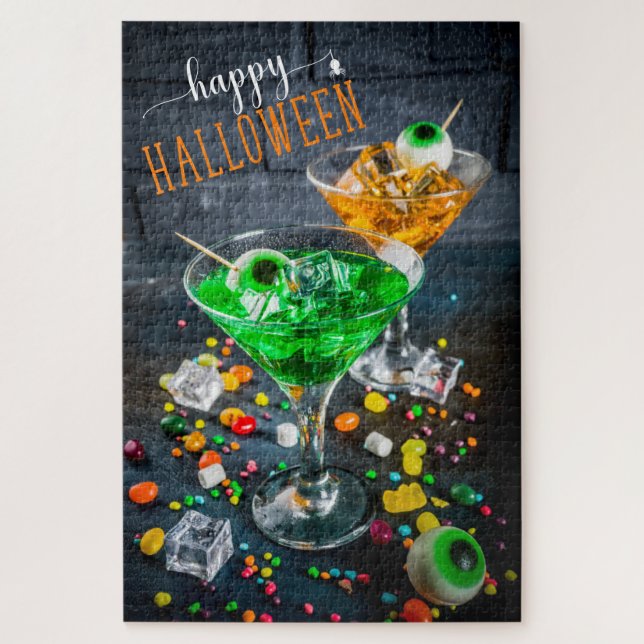 Happy Halloween Modernes Cocktail Party Puzzle (Vertikal)