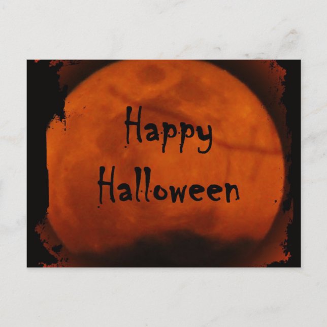 Happy Halloween Moon Postkarte (Vorderseite)