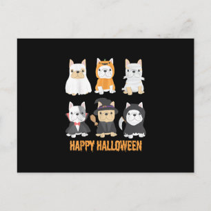 Happy Halloween Mops Hunde Niedliche Französisch B Feiertagspostkarte