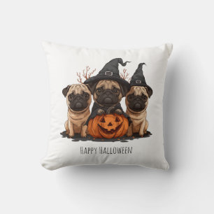 Happy Halloween Mops Kürbislaternen Kissen