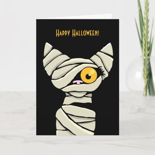 Happy Halloween Mummy Cat Karte (Vorderseite)