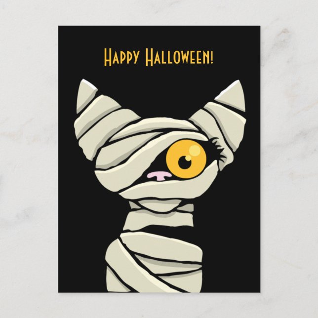 Happy Halloween Mummy Cat Postkarte (Vorderseite)