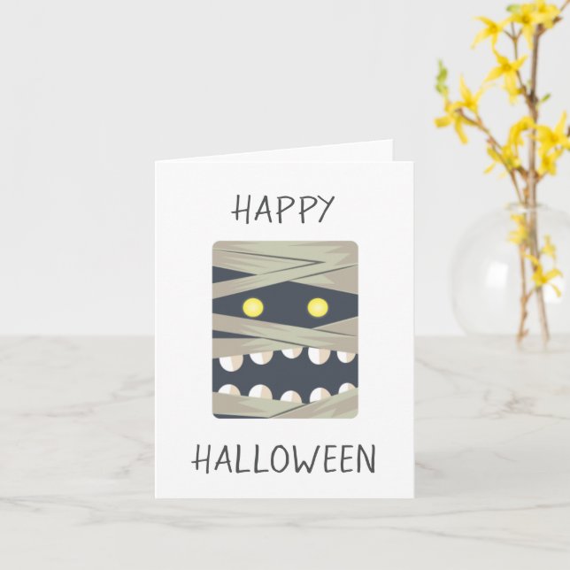Happy Halloween Mummy Face Karte (Gelbe Blume)