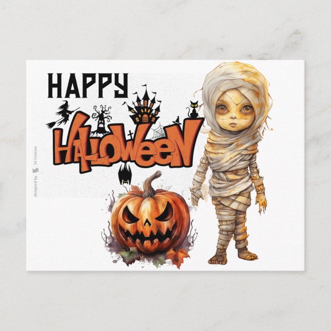 Happy Halloween Mummy Feiertagspostkarte (Vorderseite)