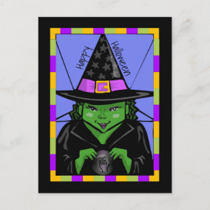Happy Halloween Mystic Hexe Postkarte