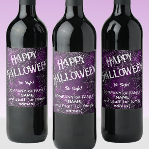 Happy Halloween, Name, Lila 6 Weinetiketten Weinetikett