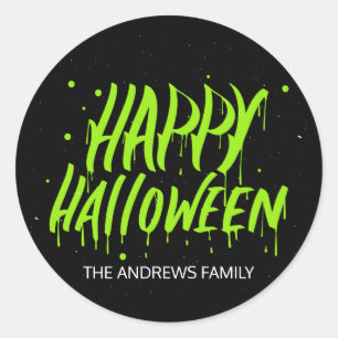 Happy Halloween Nassmalerei Typografie Personalisi Runder Aufkleber