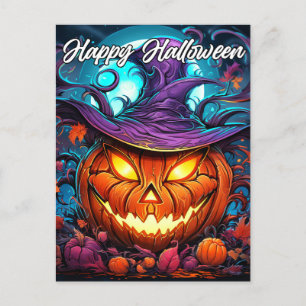 Happy Halloween Nefarious Pumpkin Illustration Postkarte