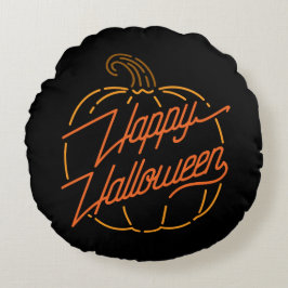 Happy Halloween Neon Round Pillow Rundes Kissen