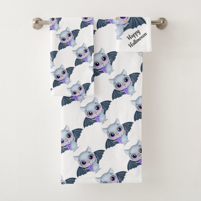 Happy Halloween Niedlich Bats Badetuch Set (Insitu)