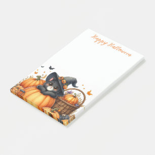 Happy Halloween Niedlich Black Cat und Pumpkins Post-it Klebezettel