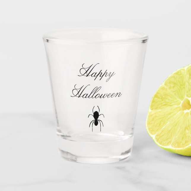 Happy Halloween Niedlich Black Spider Schnapsglas (Vorderseite)