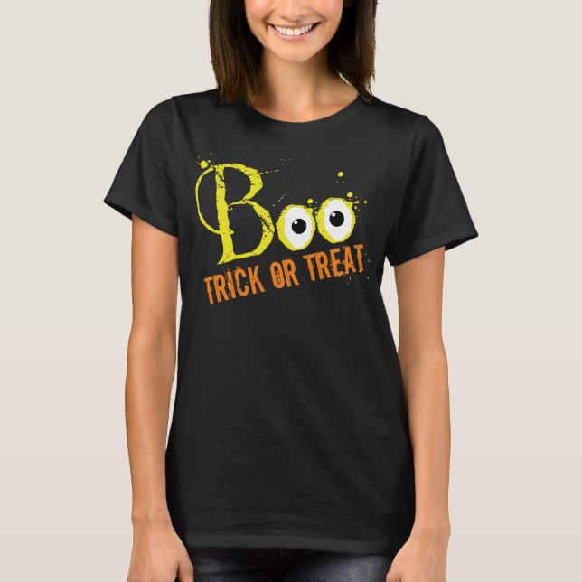 Happy Halloween Niedlich Boo Eyeball Trick oder Tr T-Shirt (Vorderseite)