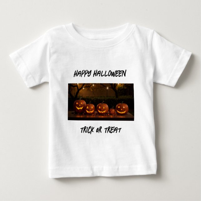 Happy Halloween, Niedlich Carved Pumpkins Baby T-shirt (Vorderseite)