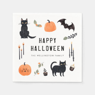 Happy Halloween Niedlich Cat Pumpkin Bat Serviette