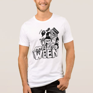 Happy Halloween Niedlich Doodle Pumpkin Cat Mummy Tri-Blend Shirt