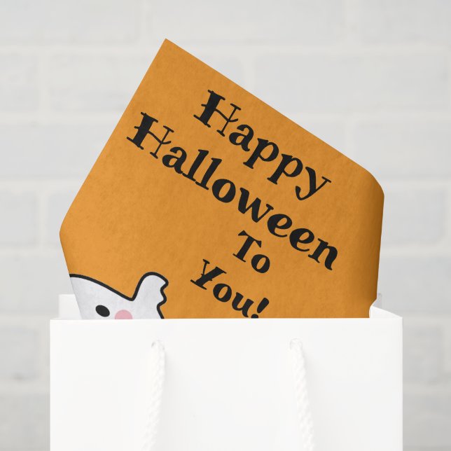 Happy Halloween Niedlich Ghost Bat Orange Geschenk Seidenpapier (Geschenktüte)