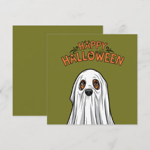 Happy Halloween Niedlich Ghost Dog Feiertagskarte