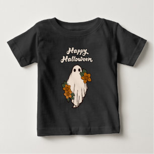 Happy Halloween Niedlich Ghost mit Blume Baby T-shirt