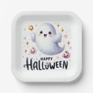 Happy Halloween Niedlich Ghost und Pumpkins Pappteller