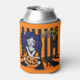 Happy Halloween Niedlich Girl, Pumpkins und Fleder Dosenkühler