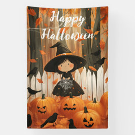 Happy Halloween Niedlich Hexe und Pumpkins Banner
