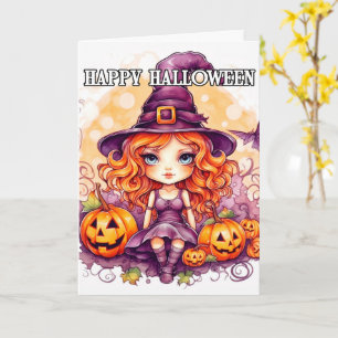 Happy Halloween   Niedlich Little Sassy Hexe Karte