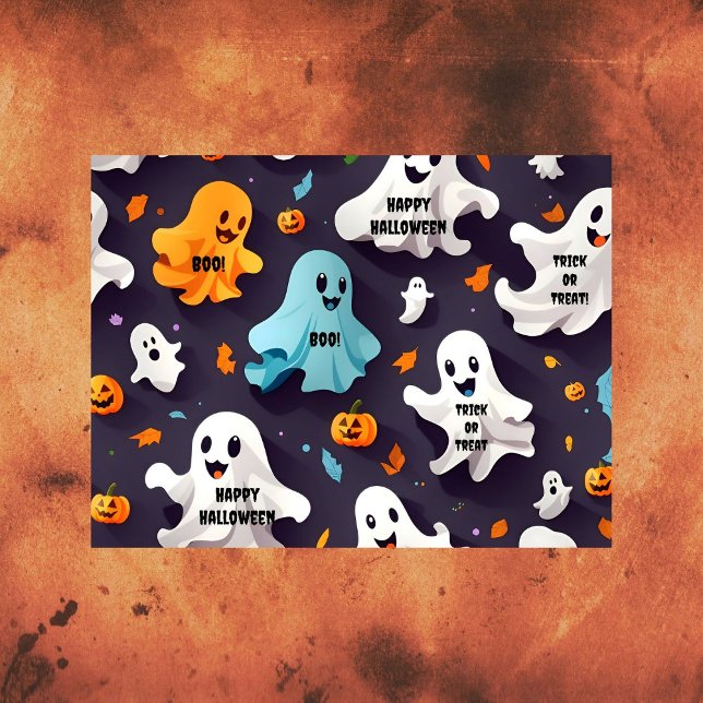Happy Halloween Niedlich Mini Ghosts Tissue Seidenpapier (Von Creator hochgeladen)