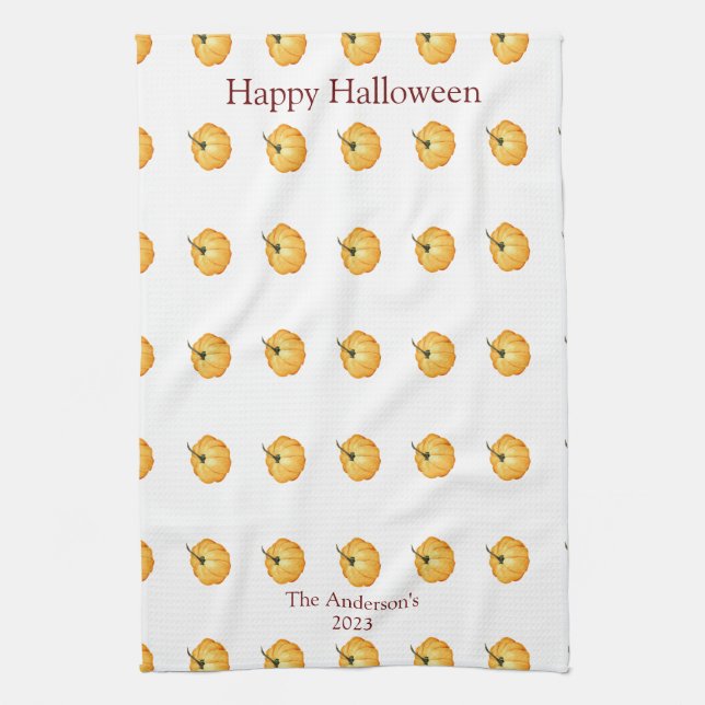 Happy Halloween niedlich-Orangenkürbis Geschirrtuch (Vertikal)