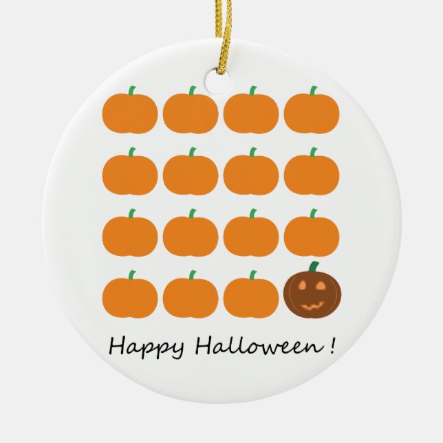 Happy Halloween Niedlich Pumpkin Patch Keramik Ornament (Vorne)