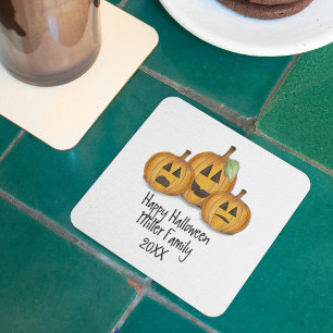 Happy Halloween Niedlich Pumpkins Custom Rechteckiger Pappuntersetzer