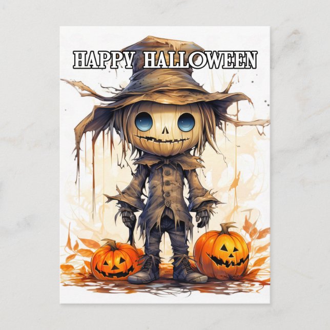 Happy Halloween | Niedlich Ragdoll Scarecrow Postkarte (Vorderseite)