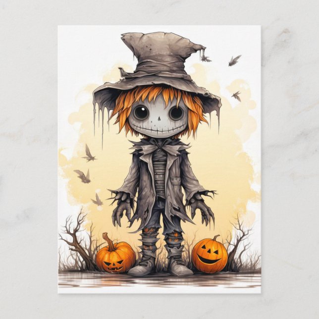 Happy Halloween | Niedlich Scarecrow Ragdoll Postkarte (Vorderseite)