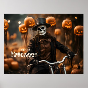 Happy Halloween Niedlich Skelett und Kürbis Poster