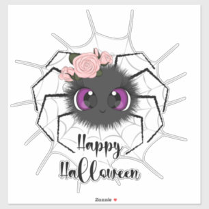 Happy Halloween Niedlich Spider mit Rose Aufkleber