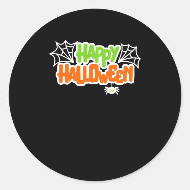 Happy Halloween Niedlich Spider Web Runder Aufkleber (Vorderseite)