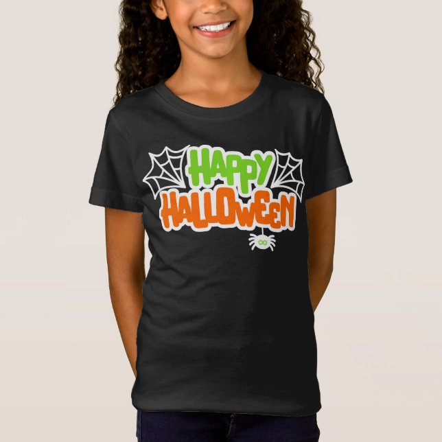 Happy Halloween Niedlich Spider Web T-Shirt (Vorderseite)